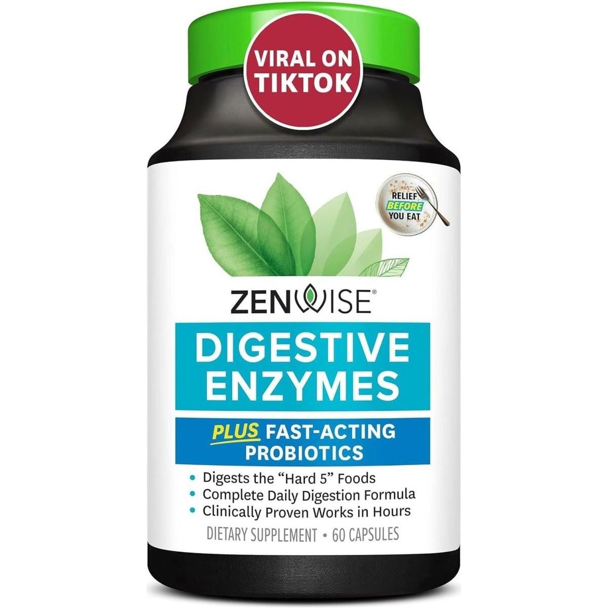 Zenwise Digestive Enzymes - Probiotic Multi Enzymes - 100 Count - Glam Global UK