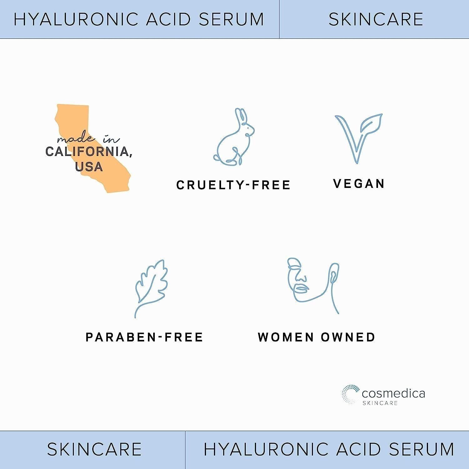 Hyaluronic Acid Serum for Skin- Anti-Aging, Serum Intense Hydration + Moisture, Non-Greasy, Paraben-Free-Best Hyaluronic Acid for Your Face (Pro Formula) 2Oz