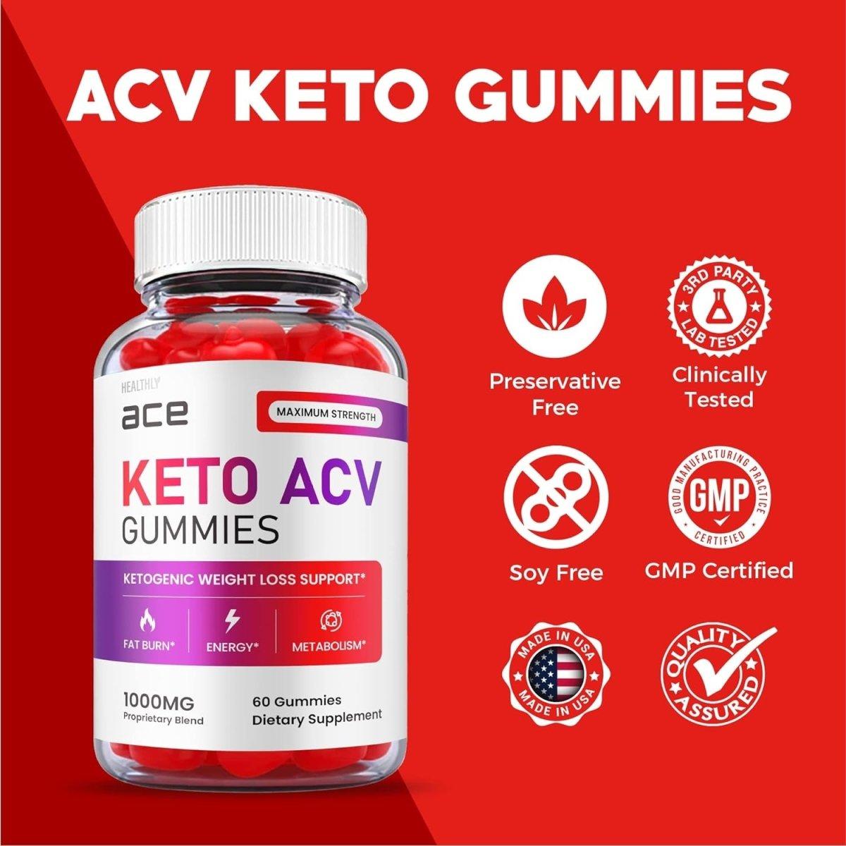 Ace Keto ACV Gummies - Official Formula - 60 Gummies - Glam Global UK