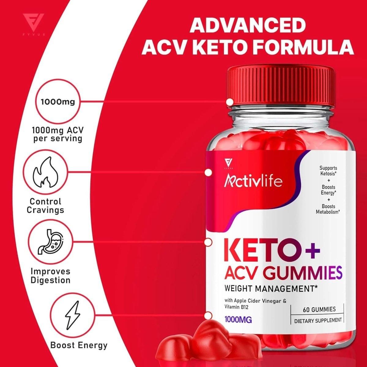 Activlife Keto ACV Gummies - (60 Gummies) - Glam Global UK