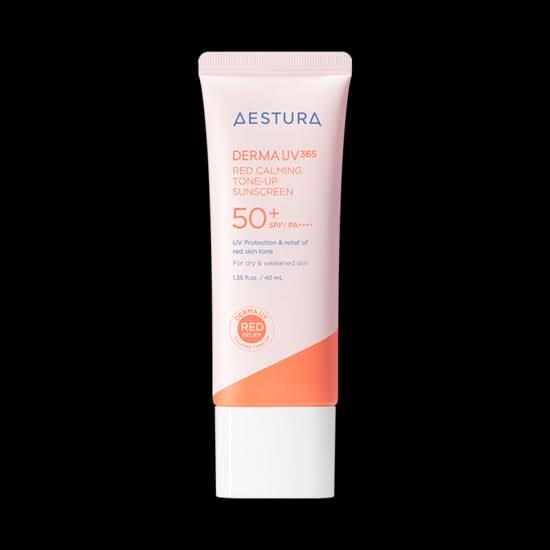 AESTURA Derma UV 365 Red Calming Tone - Up Sunscreen 40ml | SPF50+ PA++++ | Redness Reducing Protection - Glam Global UKAESTURA