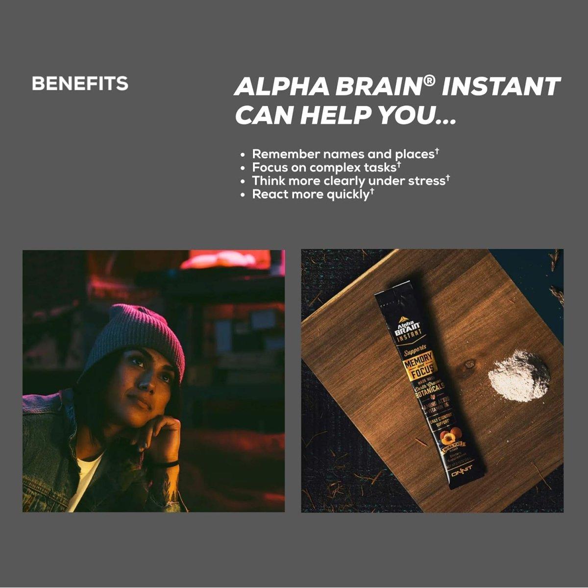 Alpha Brain Instant - Ruby Grapefruit Flavor - Nootropic Brain Booster Memory Supplement - Brain Support for Focus, Energy & Clarity - Alpha GPC Choline, Cats Claw, L-Theanine, Bacopa - 30Ct - Glam Global UK
