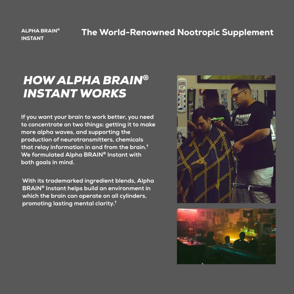 Alpha Brain Instant - Ruby Grapefruit Flavor - Nootropic Brain Booster Memory Supplement - Brain Support for Focus, Energy & Clarity - Alpha GPC Choline, Cats Claw, L-Theanine, Bacopa - 30Ct - Glam Global UK
