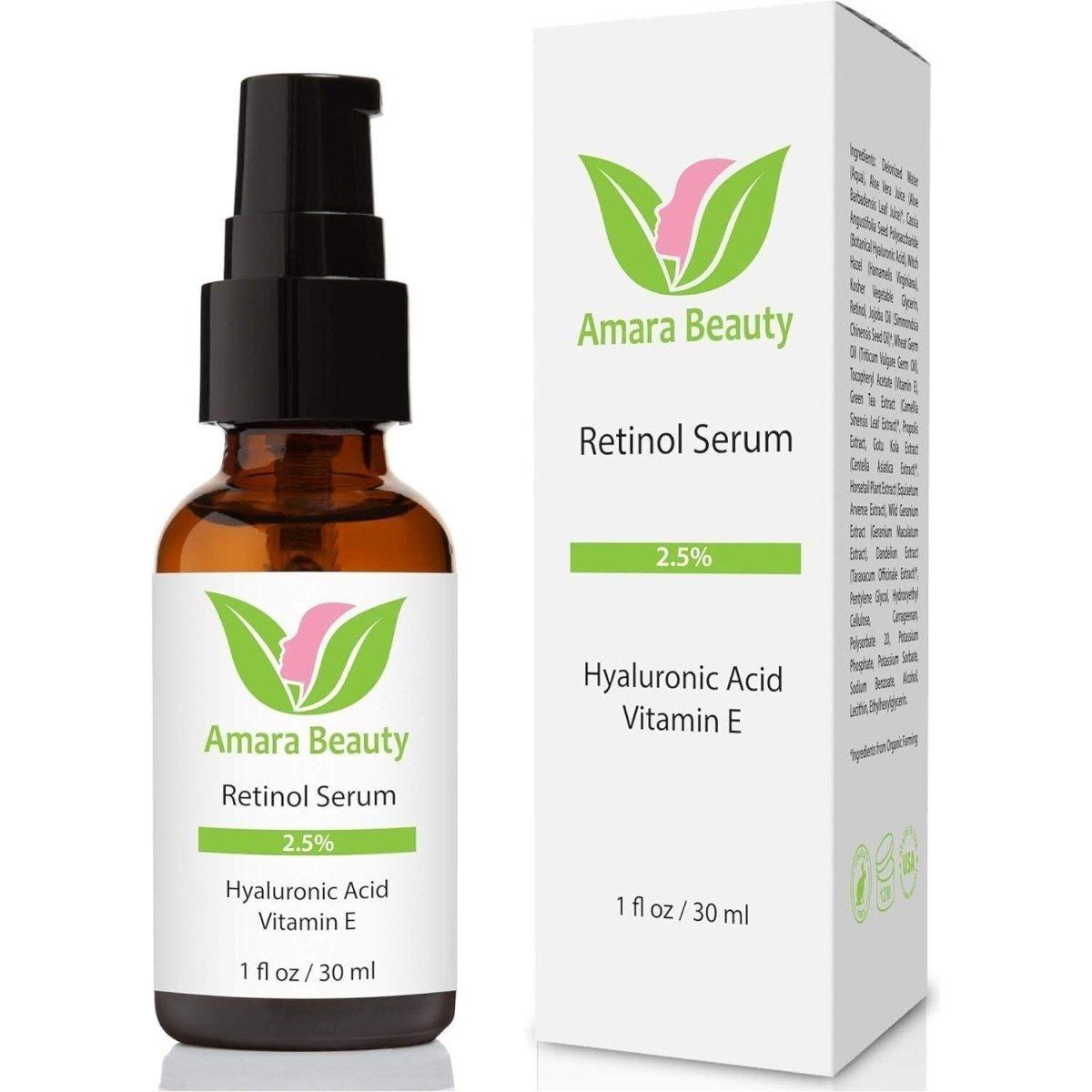 Amara Beauty Retinol Serum 2.5% with Hyaluronic Acid & Vitamin E - 30ml - Glam Global UK