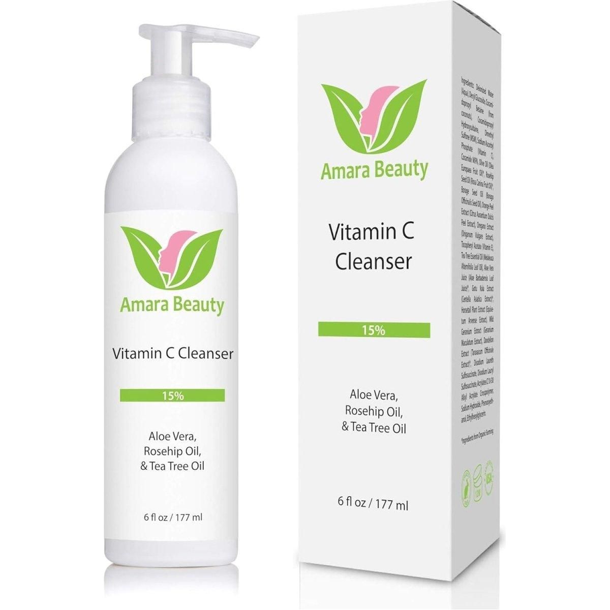 Amara Beauty Vitamin C Cleanser 15% with Organic Aloe Vera & Rosehip Oil - 177 Ml - Glam Global UK