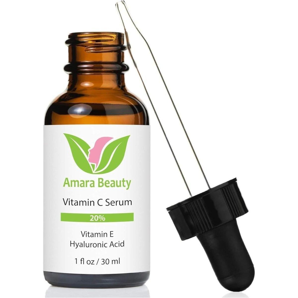 Amara Beauty Vitamin C Serum for Face 20% - with Hyaluronic Acid & Vitamin E - 30 Ml - Glam Global UK