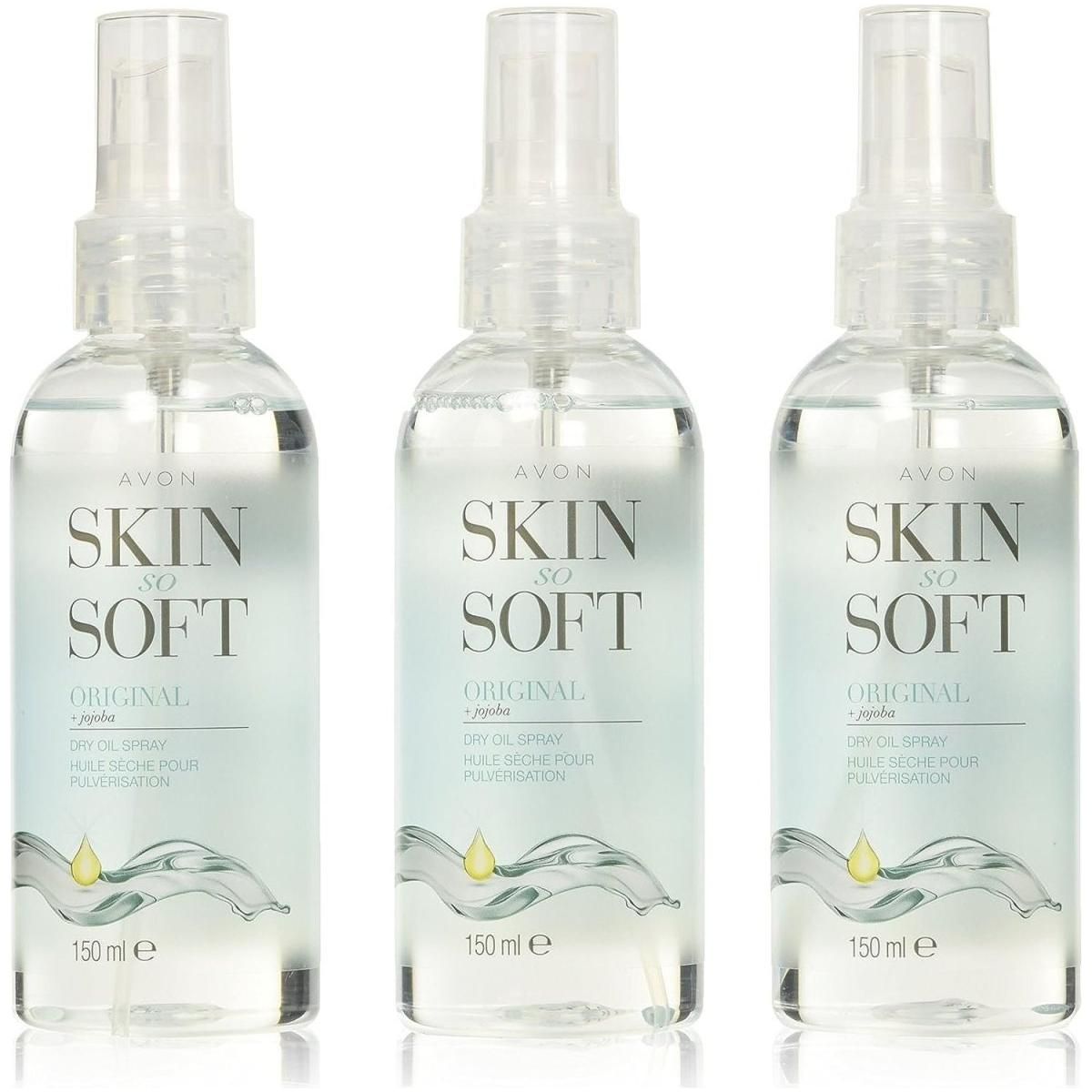 Avon Skin So Soft Original Dry Oil Body Spray with Jojoba 150 ml, Pack of 3 - Glam Global UK