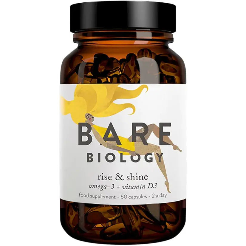 Bare Biology Rise & Shine, Omega-3 + Vitamin D3, Daily Capsules, 60 - Glam Global UK
