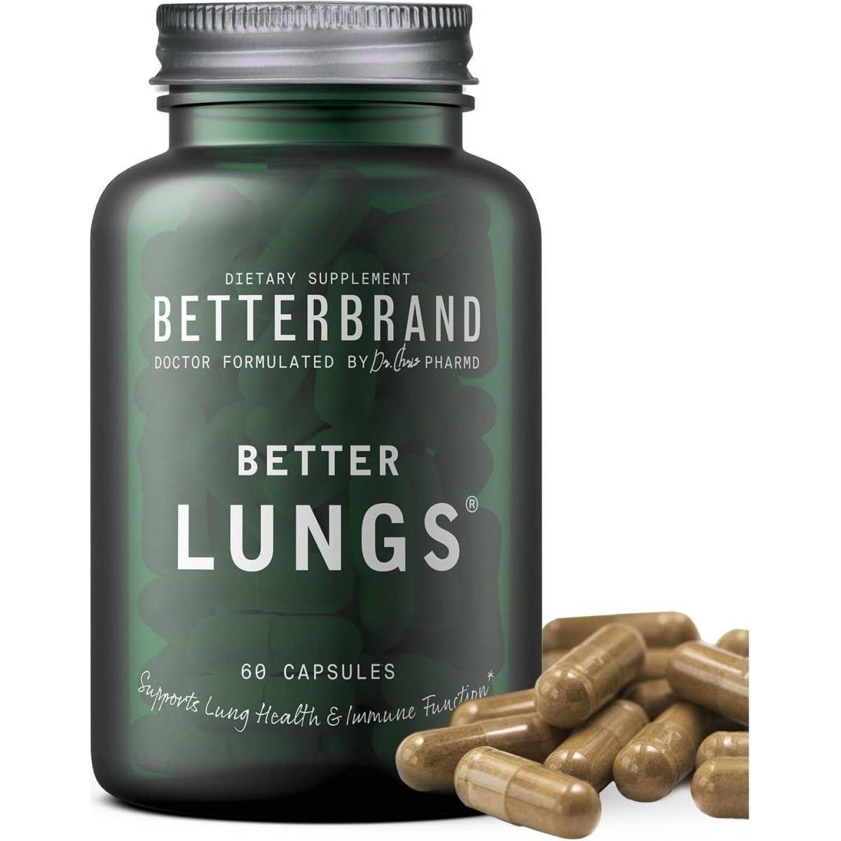 BetterLungs® | Supports Respiratory & Lung Health with Mullein Leaf, Elderberry, Vitamin D, Ginseng and Reishi Mushroom - 60 Capsules - Glam Global UK