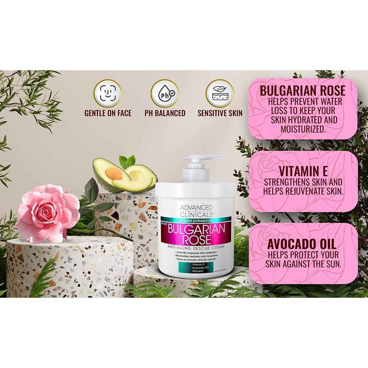 Bulgarian Rose anti Aging Vitamin E Moisturizer Body Lotion & Face Cream | Body Butter Cream | Skin Brightening + Tightening Lotion | Body Skin Care Products for Women, Large 16 Oz - Glam Global UK