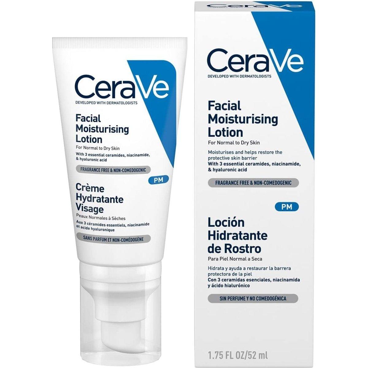 Cerave PM Daily Facial Moisturiser Lotion for Normal to Dry Skin 52ml - DG International Ventures Limited