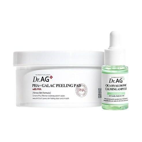 Dr.AG+ PHA+ Galac Peeling Pad 40p + Cica Hyaluronic Calming Ampoule 25ml SET - Glam Global UK