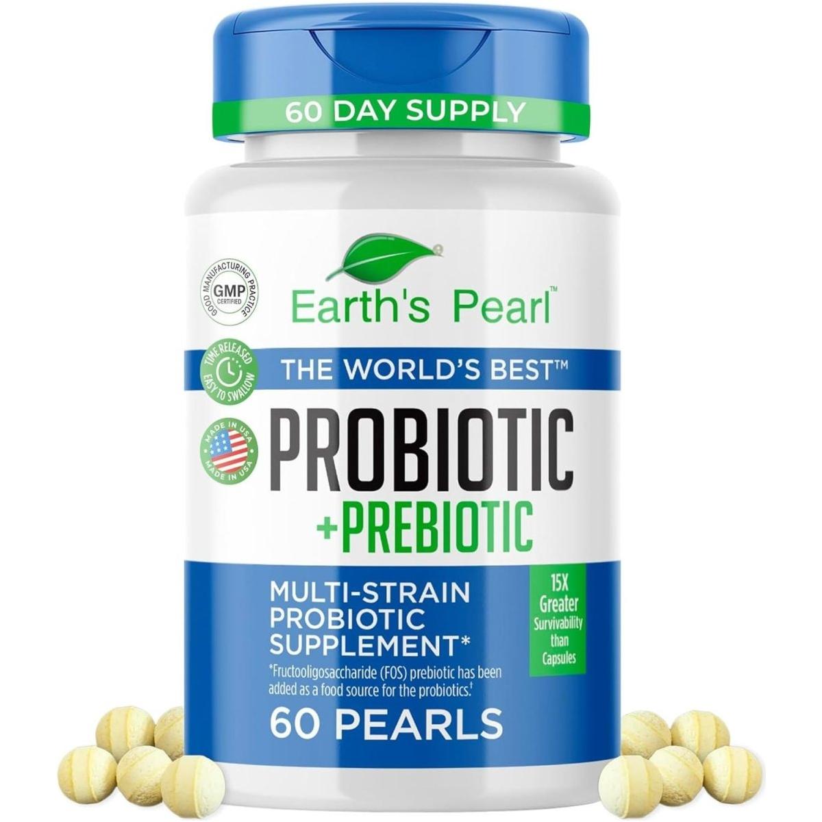 Earth's Pearl Probiotic - 60-Day Supply of Prebiotics and Probiotics for Women and Men - 60 Count - Glam Global UK