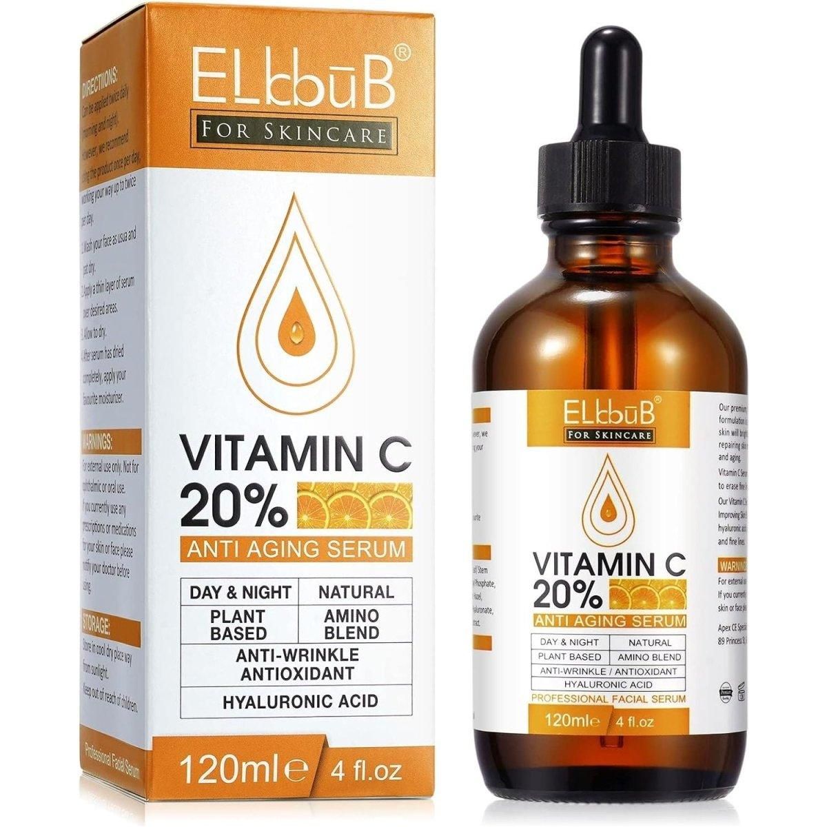 Elbbub Premium 20% Vitamin C Serum - 120ml (Large) - Glam Global UK