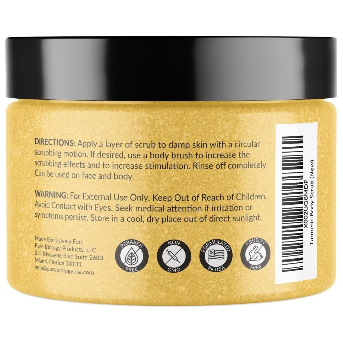 Exfoliating Body Scrub for Men and Women | Turmeric Scrub and Sea Salt Scrub Body Exfoliator with Collagen and Coconut Oil | Hydrating Face Scrub Foot Scrub and Dead Skin Remover for Body Care - Glam Global UK