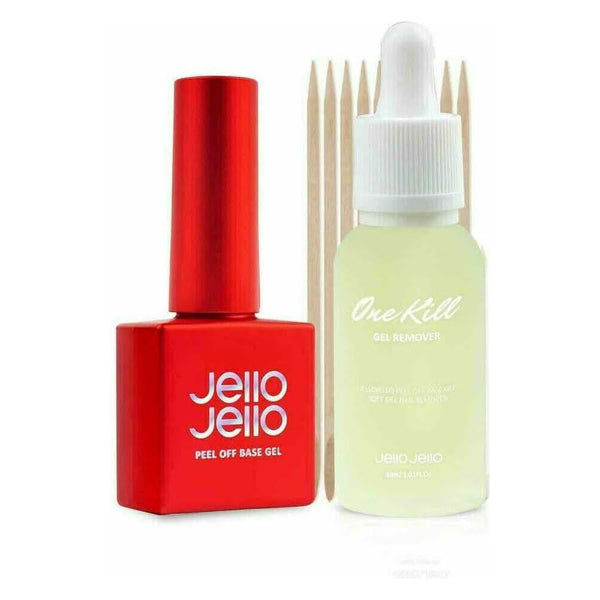 Jello Jello Peel Off Base Gel 10ml + One Key Remover 30ml Set - Glam Global UKJello Jello