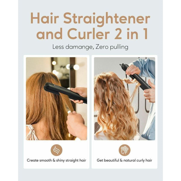 KIPOZI 1In Hair Straightener 2 in 1 Hair Curler Ceramic Portable Fast Heating - Glam Global UKKIPOZI