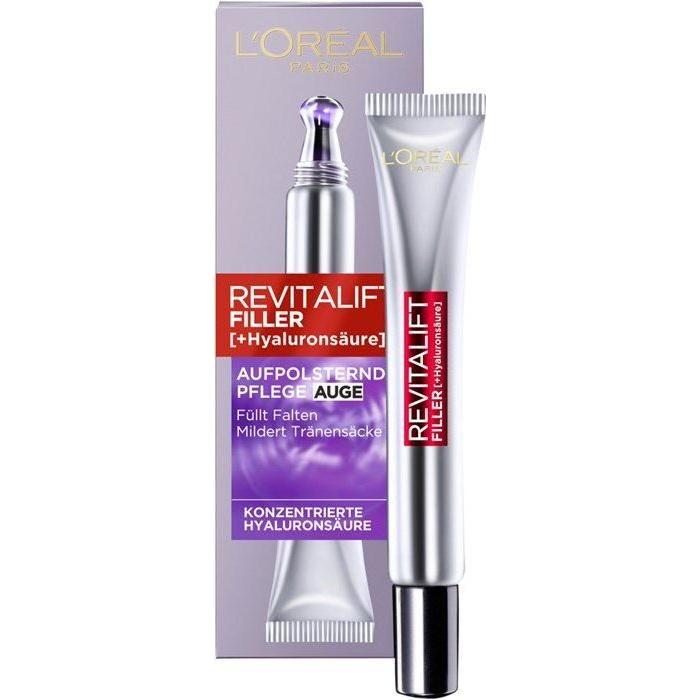 L'Oreal Paris Revitalift Filler + Hyaluronic Acid Anti-Ageing & Replumping Eye Cream 15 - Glam Global UK