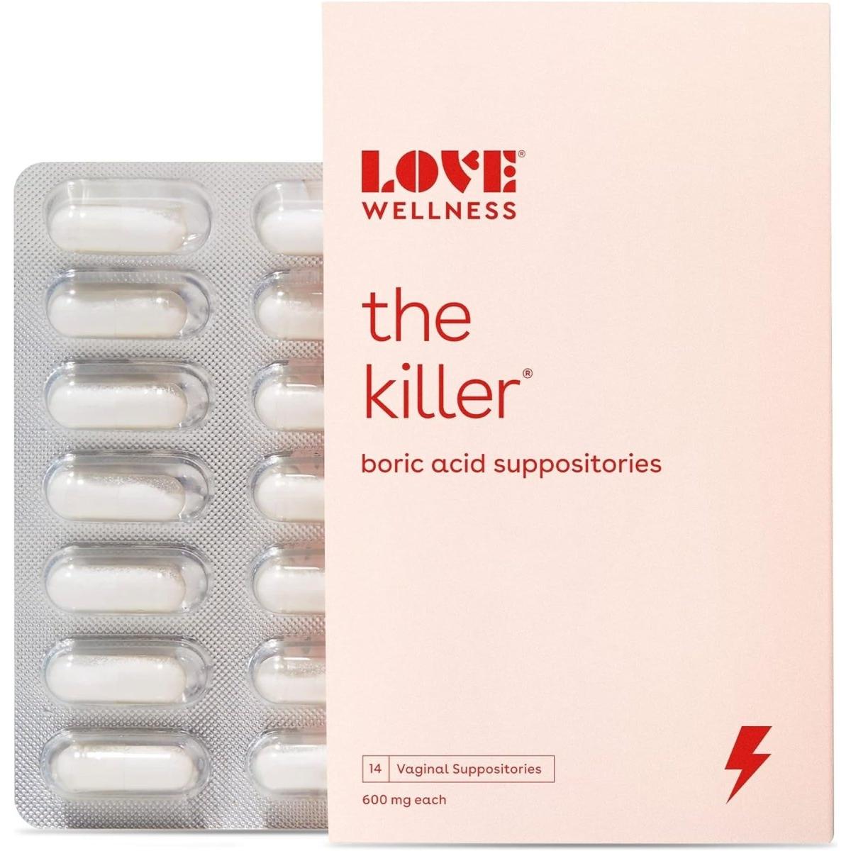 Love Wellness Boric Acid Suppositories for Women, the Killer | Vaginal Suppository for Healthy Ph Balance & Odor Control - 54 Count - Glam Global UK