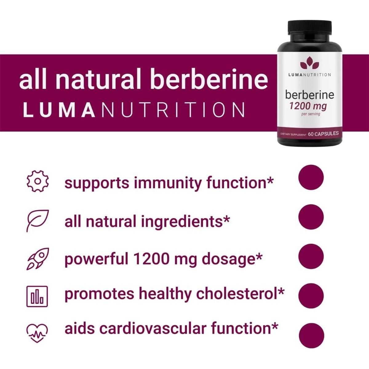 Luma Nutrition Berberine 1200Mg per Serving - 60 Capsules - Glam Global UK