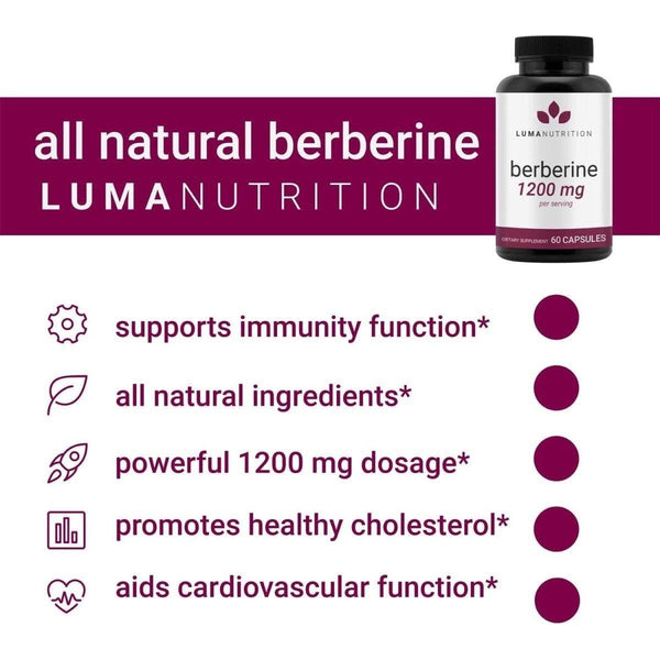 Luma Nutrition Berberine 1200Mg per Serving - 60 Capsules - Glam Global UKLuma Nutrition