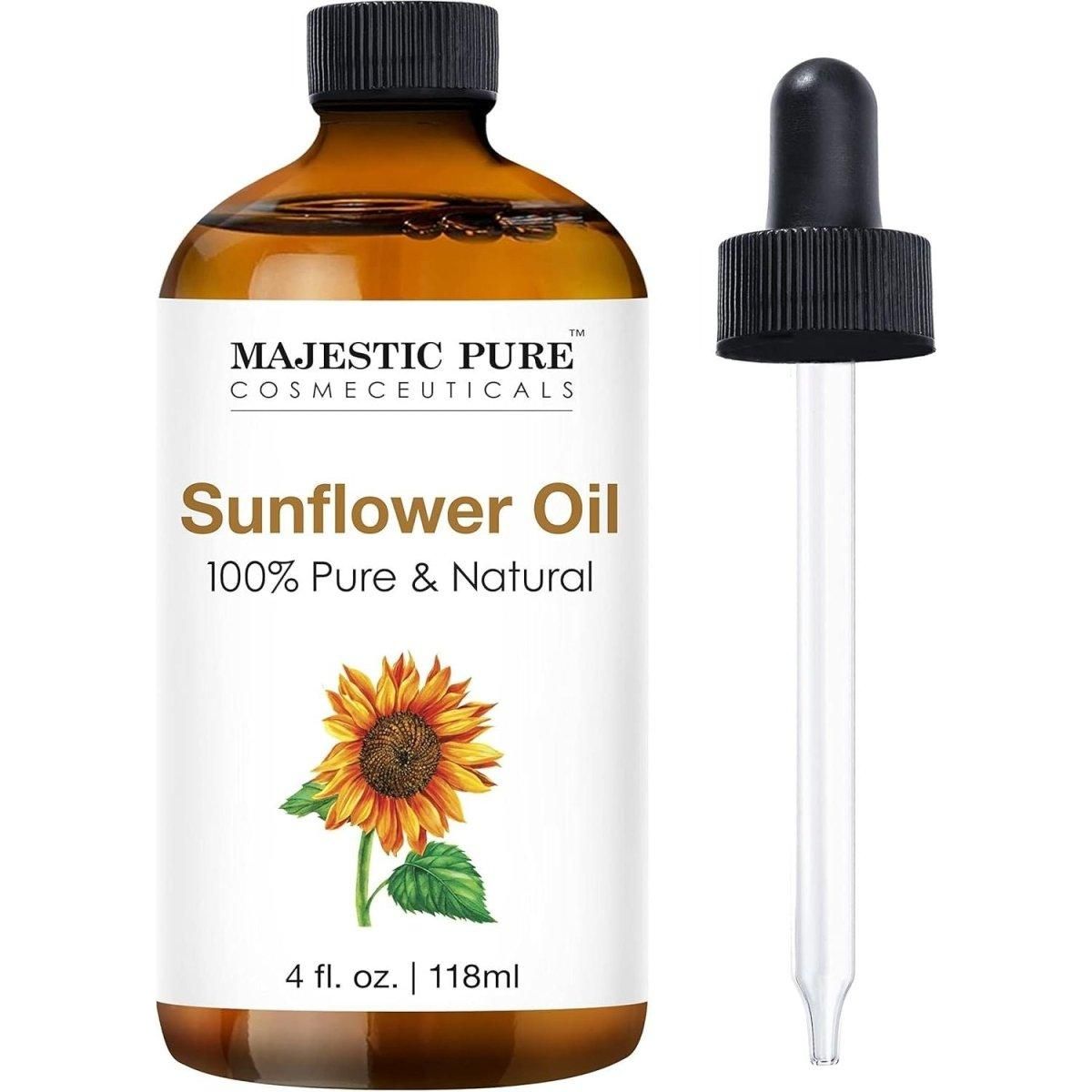 Majestic Pure Sunflower Oil - 100% Natural, Pure & Cold-Pressed - 120ml - Glam Global UK