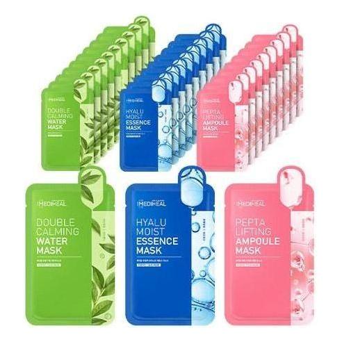 MEDIHEAL Facial Mask Set - 30P | Double Calming, Hyalu Moist & Pepta Lifting Masks - Glam Global UKMEDIHEAL