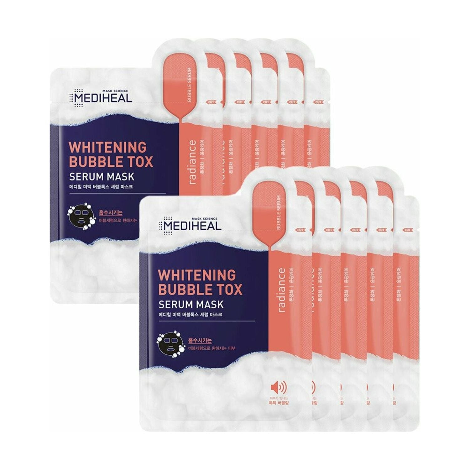 MEDIHEAL Whitening Bubble Tox Serum Mask Sheet 10P - Glam Global UK