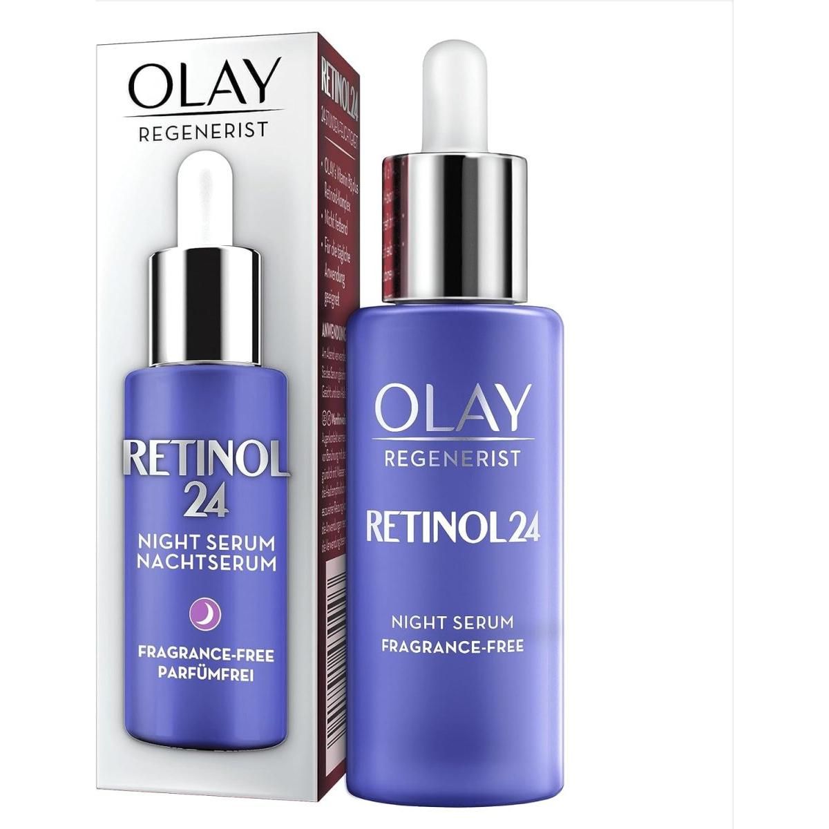 Olay Retinol Serum for Face, 24 Night Serum with Retinoid Complex + Vitamin B3 - 40ml - Glam Global UK