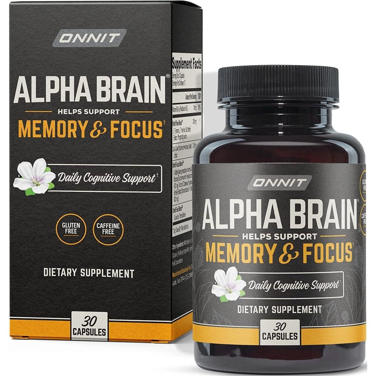 Onnit Alpha Brain Premium Nootropic Brain Supplement, 30 Count, for Men & Women - Caffeine-Free Focus Capsules for Concentration, Brain Booster& Memory Support - Cat'S Claw, Bacopa, Oat Straw - Glam Global UK