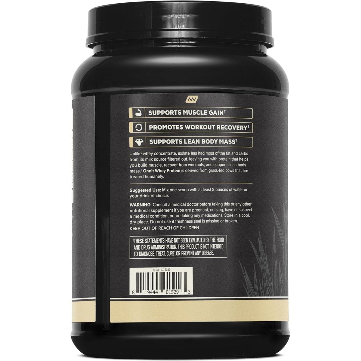 Onnit Grass Fed Whey Isolate Protein - Vanilla (20 Servings) - Glam Global UK