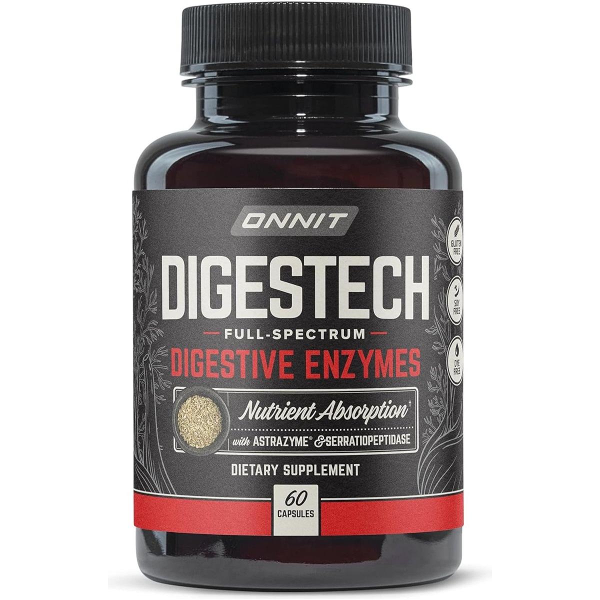 Onnit Labs Digestech Professional Grade All-Natural Digestive Enzymes Supplement, 60 Count - Glam Global UK