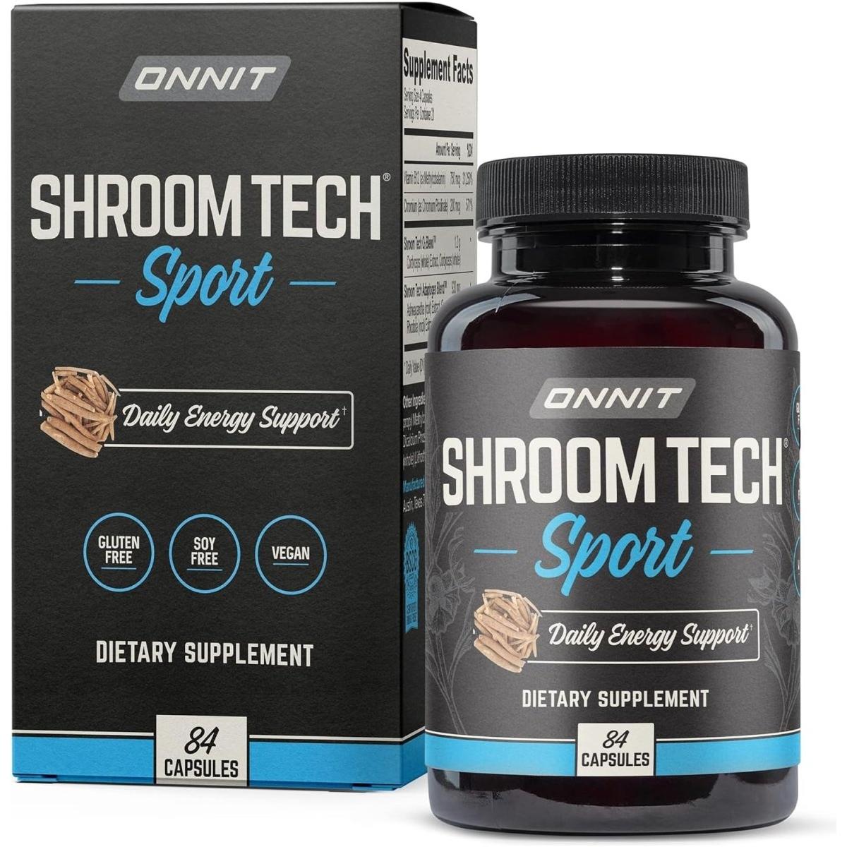 Onnit Shroom TECH Sport (84Ct) | All Natural Pre-Workout Supplement with Ashwagandha, Cordyceps Mushroom, and Rhodiola Rosea - Glam Global UK