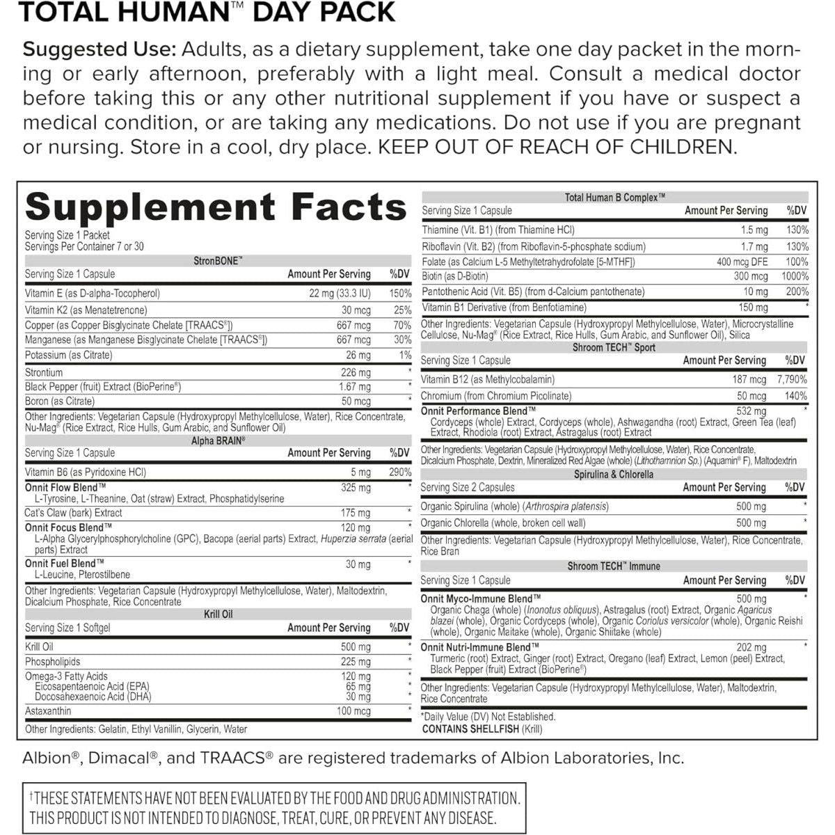 Onnit Total Human Day and Night Vitamin Packs for Men and Women, 7-Day Supply Capsule- Adult Multivitamin - Glam Global UK