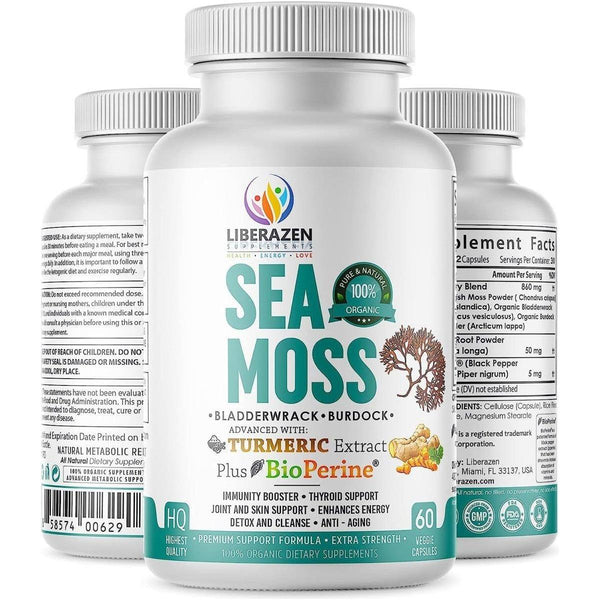 Liberazen Wildcrafted Organic Irish Sea Moss Pills - 60 Capsules - Glam Global UKLiberazen