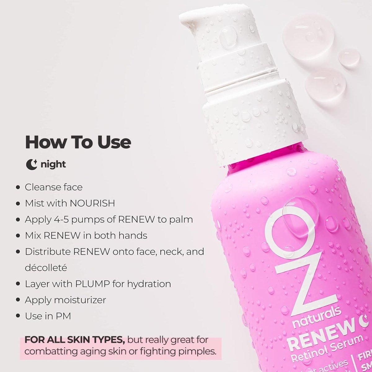 OZNATURALS RENEW: Retinol Serum, Increased Skin Renewal and Support - 30ml - Glam Global UK