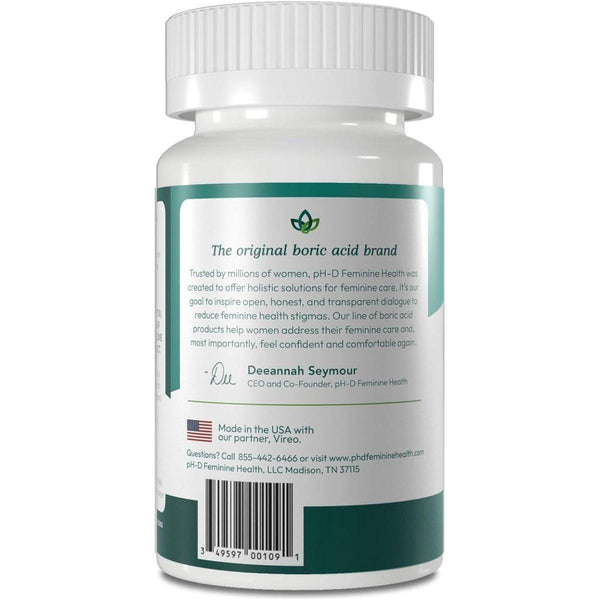 Ph - D Feminine Health - 600 Mg Boric Acid Suppositories for Vaginal Odor Use - Glam Global UKPh - D Feminine Health