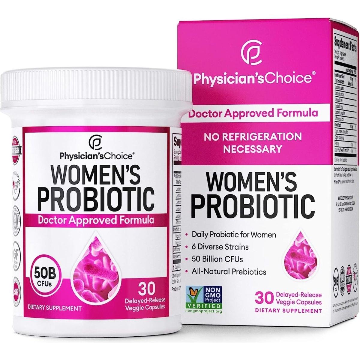 Physician's Choice Probiotics for Women - PH Balance, Digestive, UT, & Feminine Health - 50 Billion CFU - 30 CT - Glam Global UK