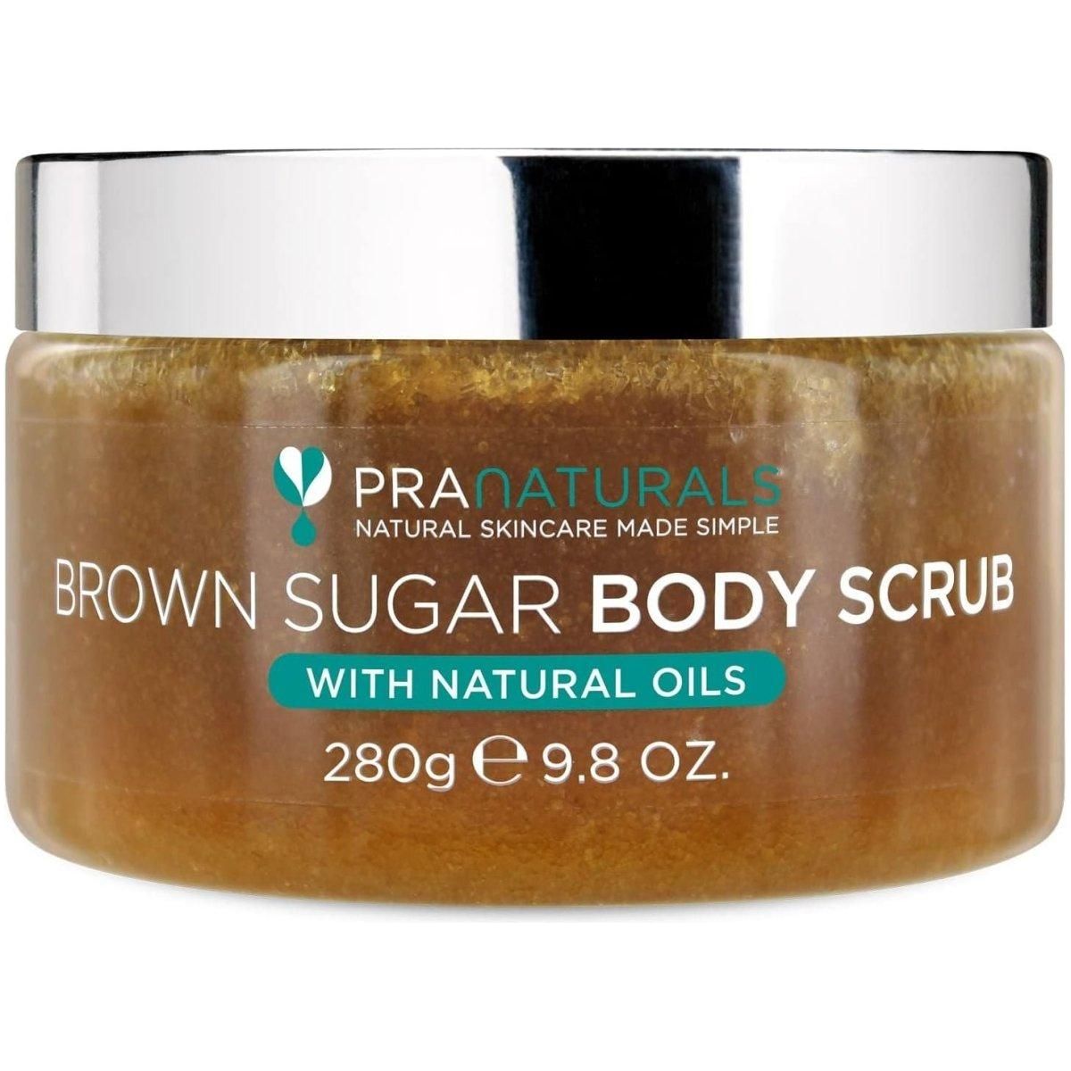 Pra Naturals Brown Sugar Body Scrub - Natural Exfoliating Body Scrub - Gently Removes Dead, Dry Skin Cells - 280G - Glam Global UK