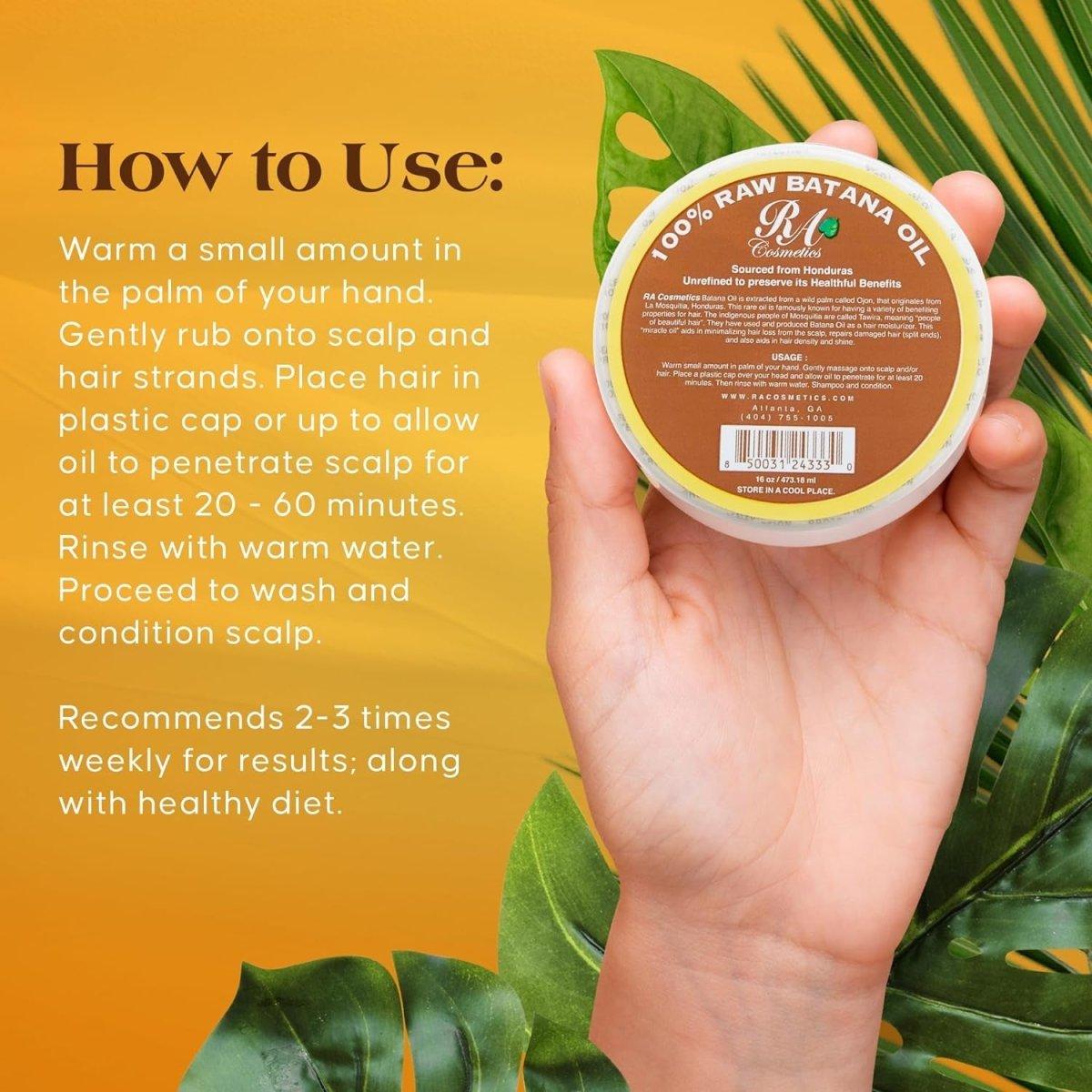 RA Cosmetics 100% Raw Batana Hair Oil for Hair Growth - 473ml - Glam Global UK