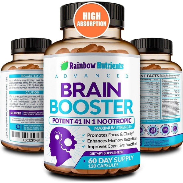 Rainbow Nutrients Advanced Brain Booster - 120 Capsules - Glam Global UKRainbow Nutrients