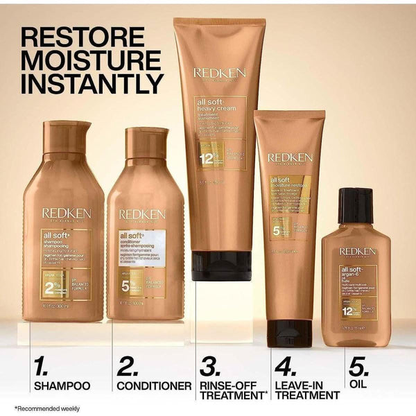Redkin All Soft Shampoo, for Dry Hair, Argan Oil, Intense Softness and Shine - 300 Ml - Glam Global UKRedkin