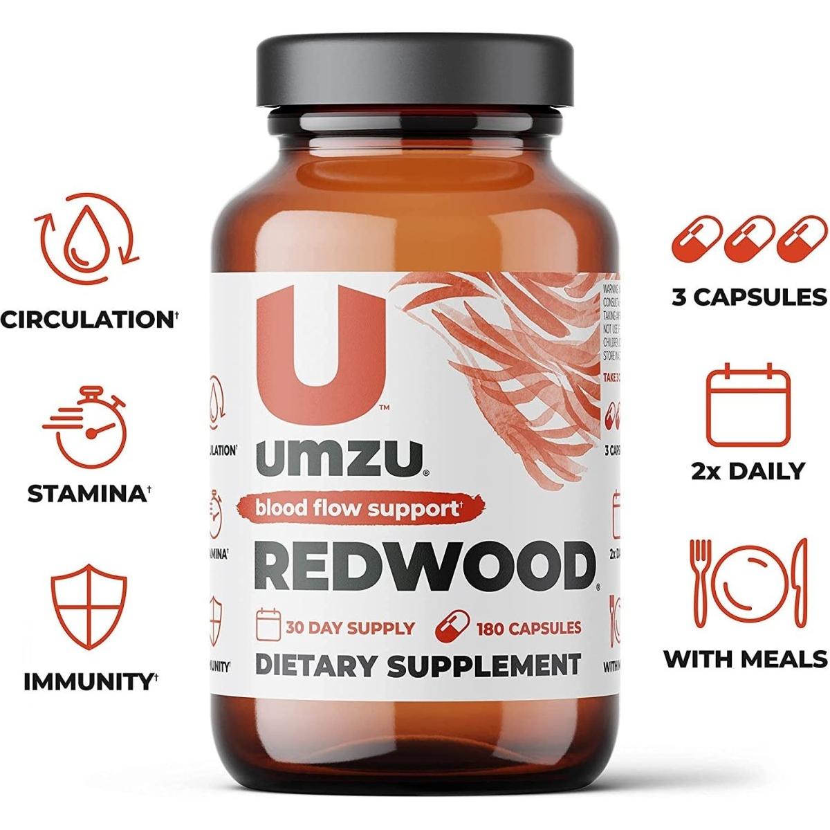 REDWOOD Nitric Oxide & Circulatory Support - Supplement with Vitamin C, Garlic & Horse Chestnut - for Well-Being - 30 Day Supply - 180 Capsules - Glam Global UK