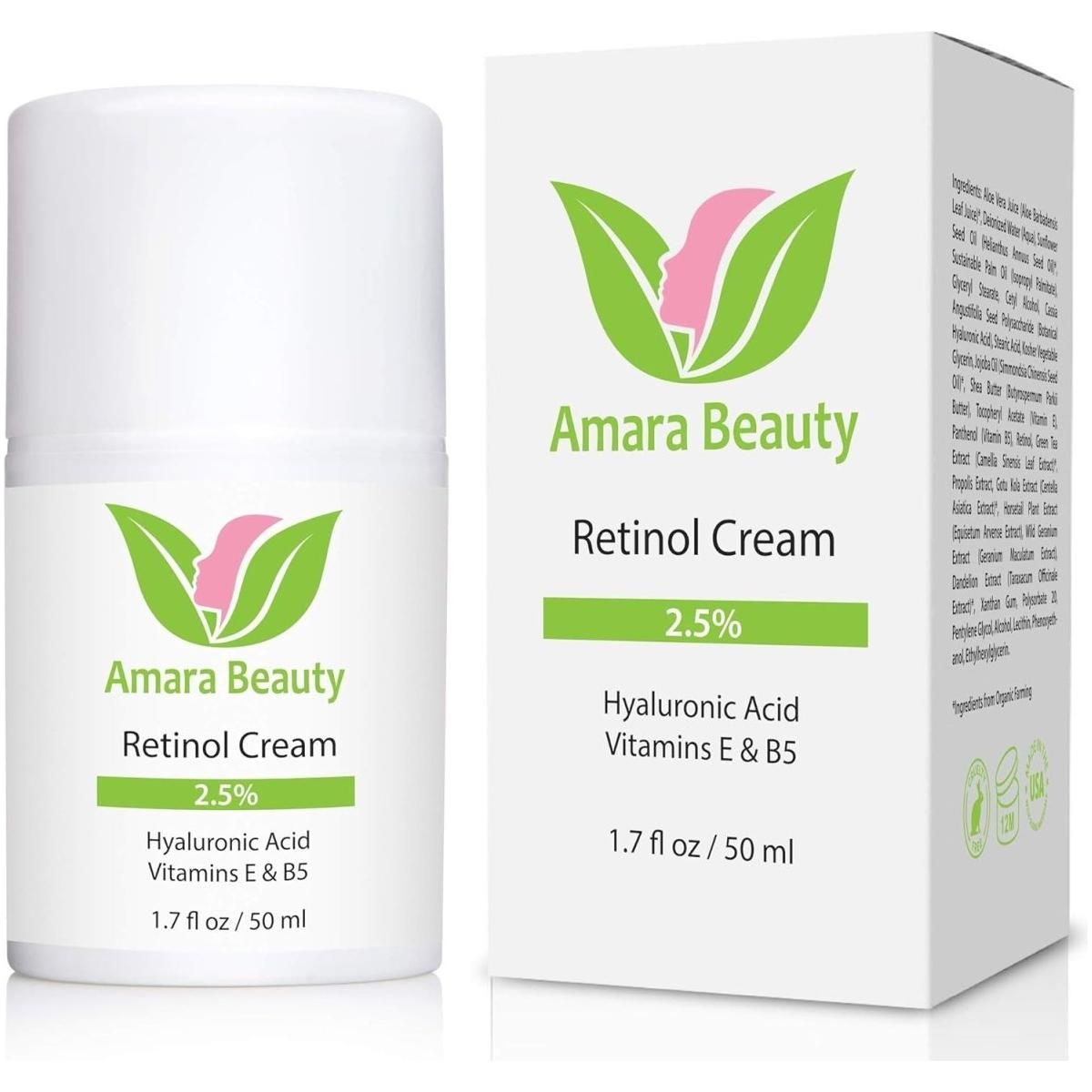 Retinol Cream for Face 2.5% with Hyaluronic Acid & Vitamin E & B5-50 Ml - Glam Global UK