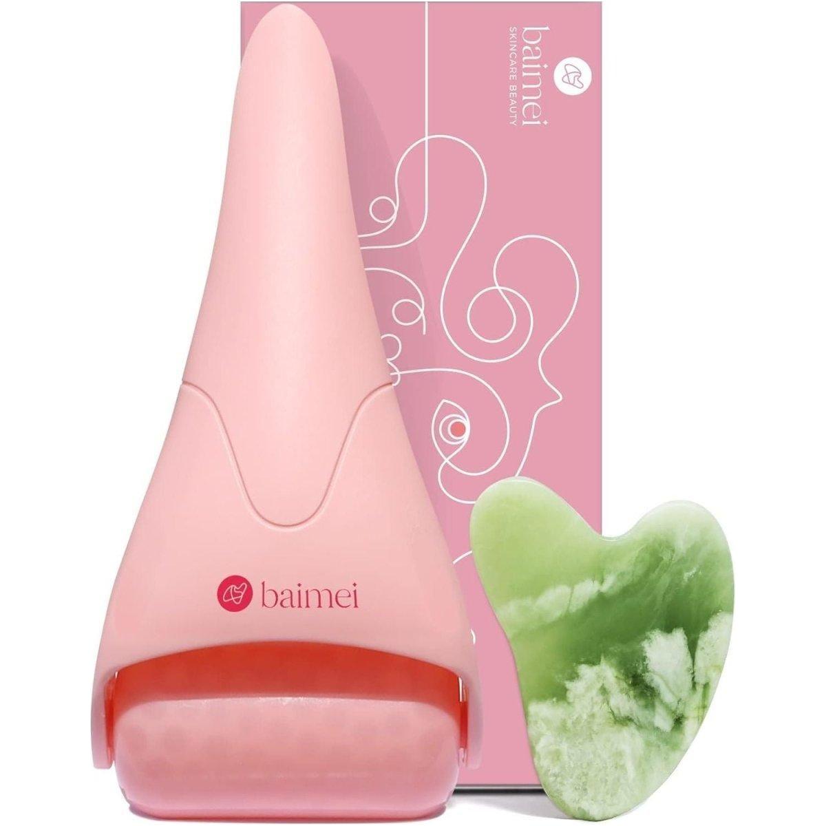 Revitalize with Ice Face Roller and Gua Sha Set - Pink - Glam Global UK