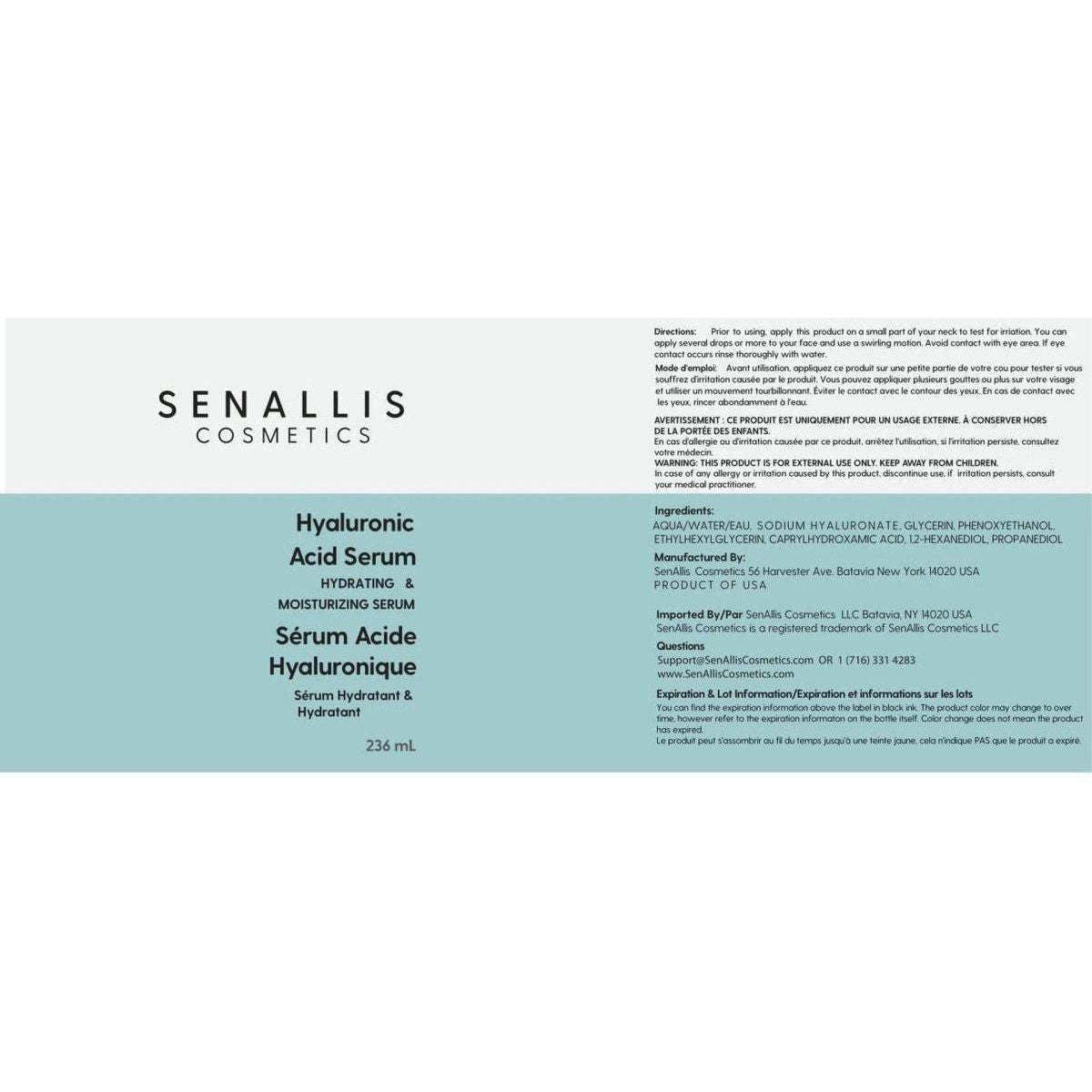 ‎SenAllis Cosmetics Hyaluronic Acid Serum 240ml and 30ml - Glam Global UK