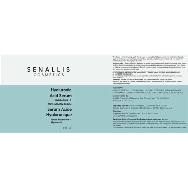 ‎SenAllis Cosmetics Hyaluronic Acid Serum 240ml and 30ml - Glam Global UK‎SenAllis Cosmetics