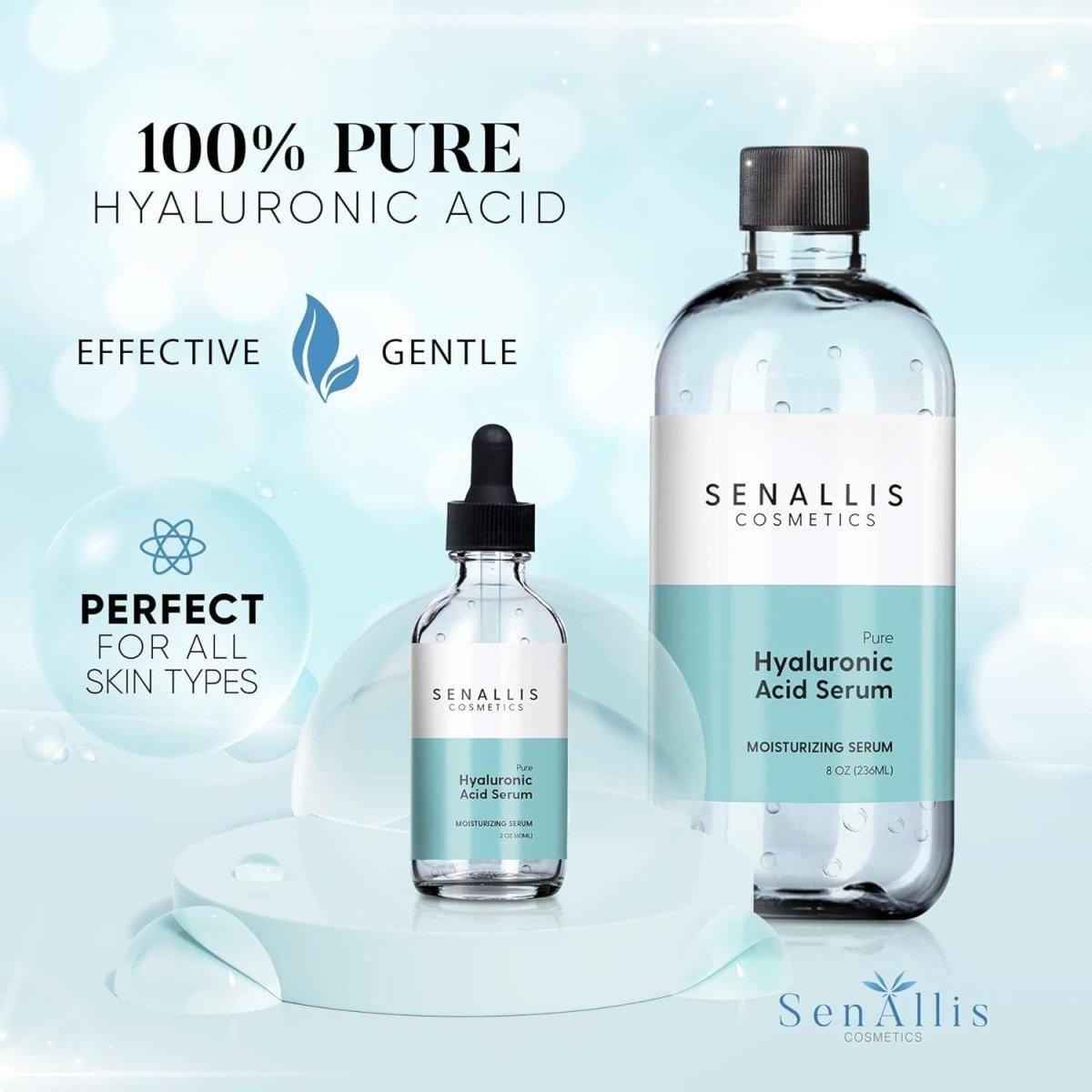 ‎SenAllis Cosmetics Hyaluronic Acid Serum 240ml and 30ml - Glam Global UK