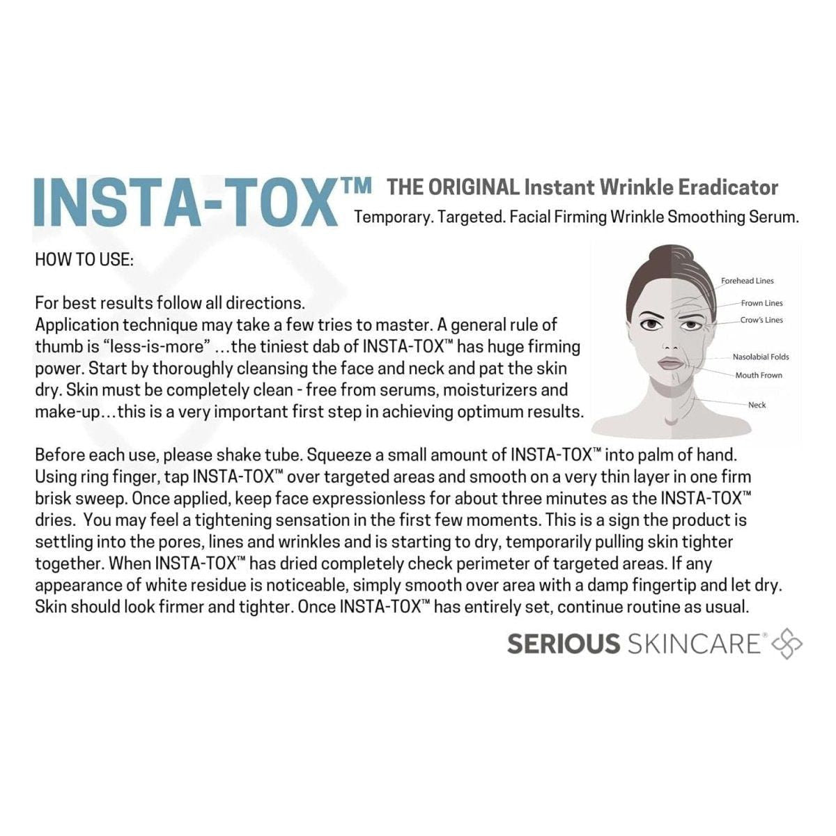 Serious Skincare INSTA-TOX Instant Wrinkle Smoothing Serum - Instant Line Filler - Two 22ml Tubes (2Pack) - Glam Global UK