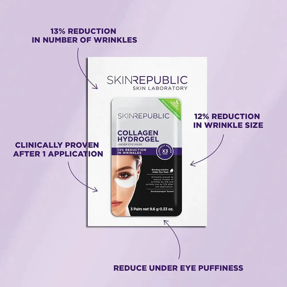 Skin Republic Collagen Hydrogel Under Eye Patches (Pack Of 10) - Glam Global UK